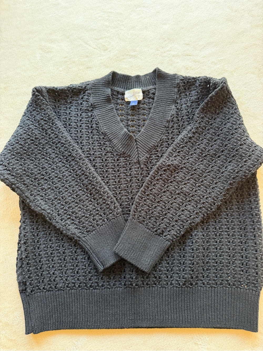 Universal Thread Men's Black V-Neck Textured Knit Sweater